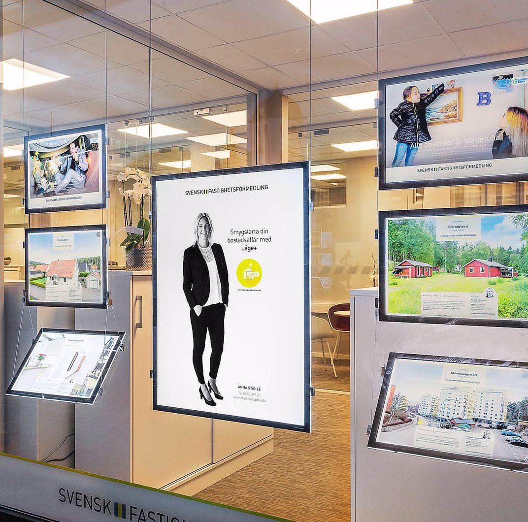 Flexibel einsetzbare Displaysysteme für Shops, Makler- oder Reisebüros und mehr.